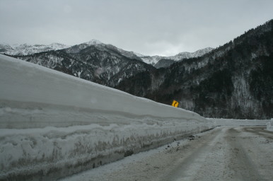 平湯トンネル手前の道
